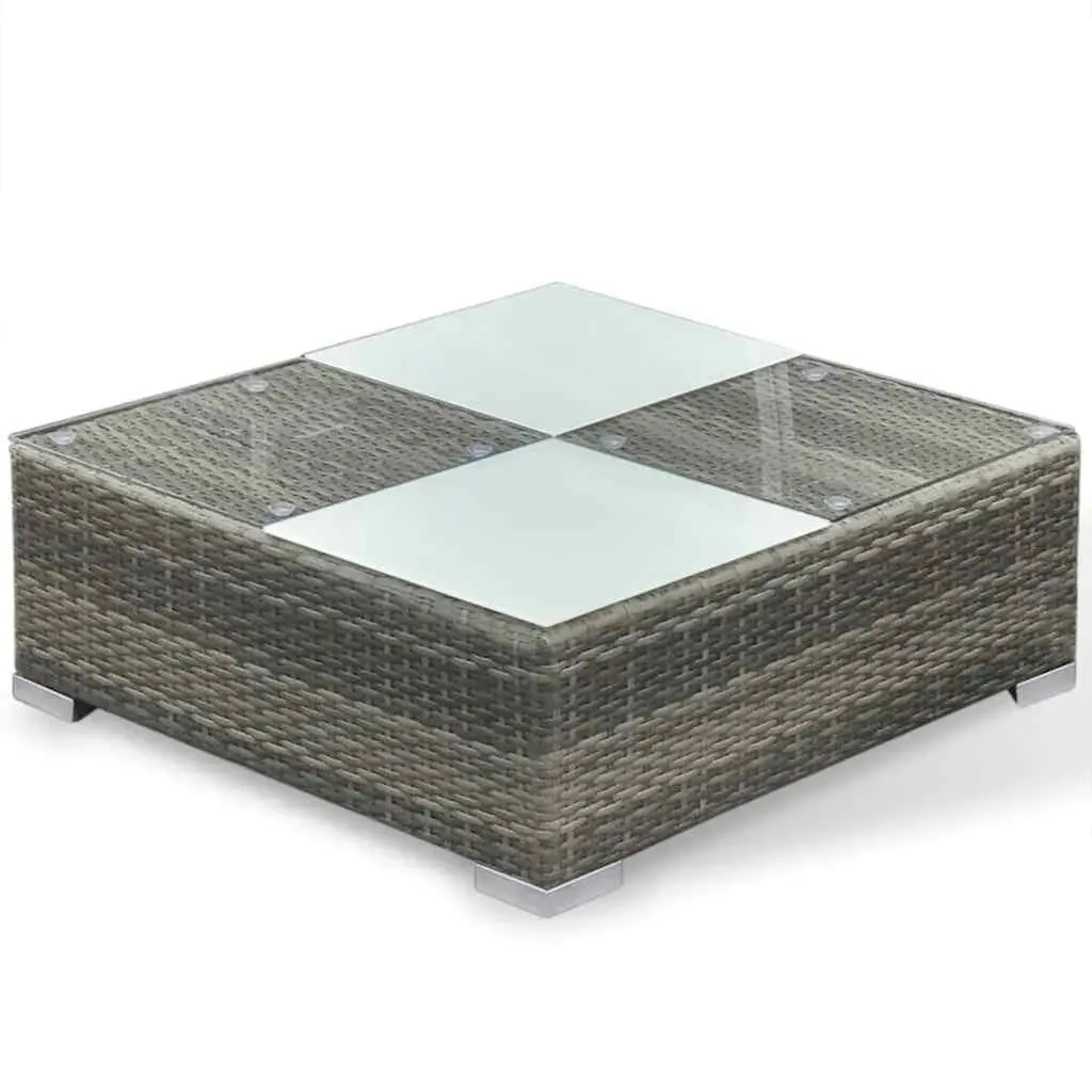 6 Piece Outdoor Lounge Set Grey Poly Rattan Garden Patio Furniture with Cushions