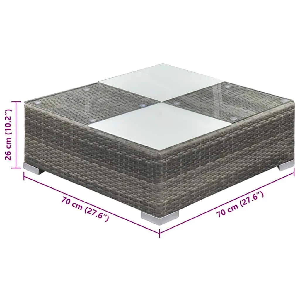 6 Piece Outdoor Lounge Set Grey Poly Rattan Garden Patio Furniture with Cushions