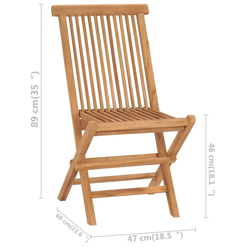 Folding Garden Chairs Lightweight Teak Wood Brown 2 Piece Outdoor Seating