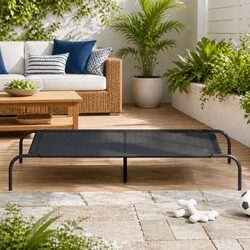Elevated Dog Bed Black Textilene Mesh Steel Frame Portable Outdoor Indoor Pet