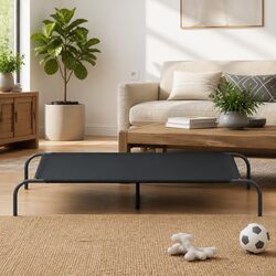 Elevated Dog Bed 130x80x20cm Black Oxford Fabric Steel Frame Outdoor Indoor Pet