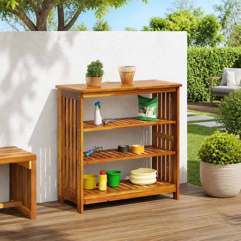 Garden Storage Cabinet 90x40x90cm Outdoor Furniture Solid Wood Shelves Brown