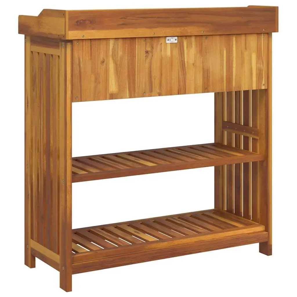 Garden Cabinet Solid Acacia Wood Outdoor Storage Furniture Brown 93 x 41.5 x 98cm