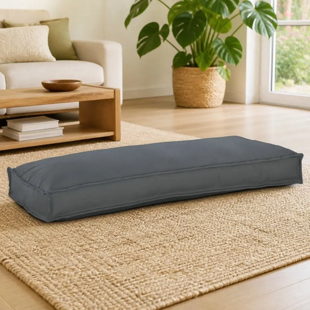 Cushion Oxford Fabric Water Resistant Anthracite 100 x 40 x 8 cm Indoor Outdoor Sofa Chair