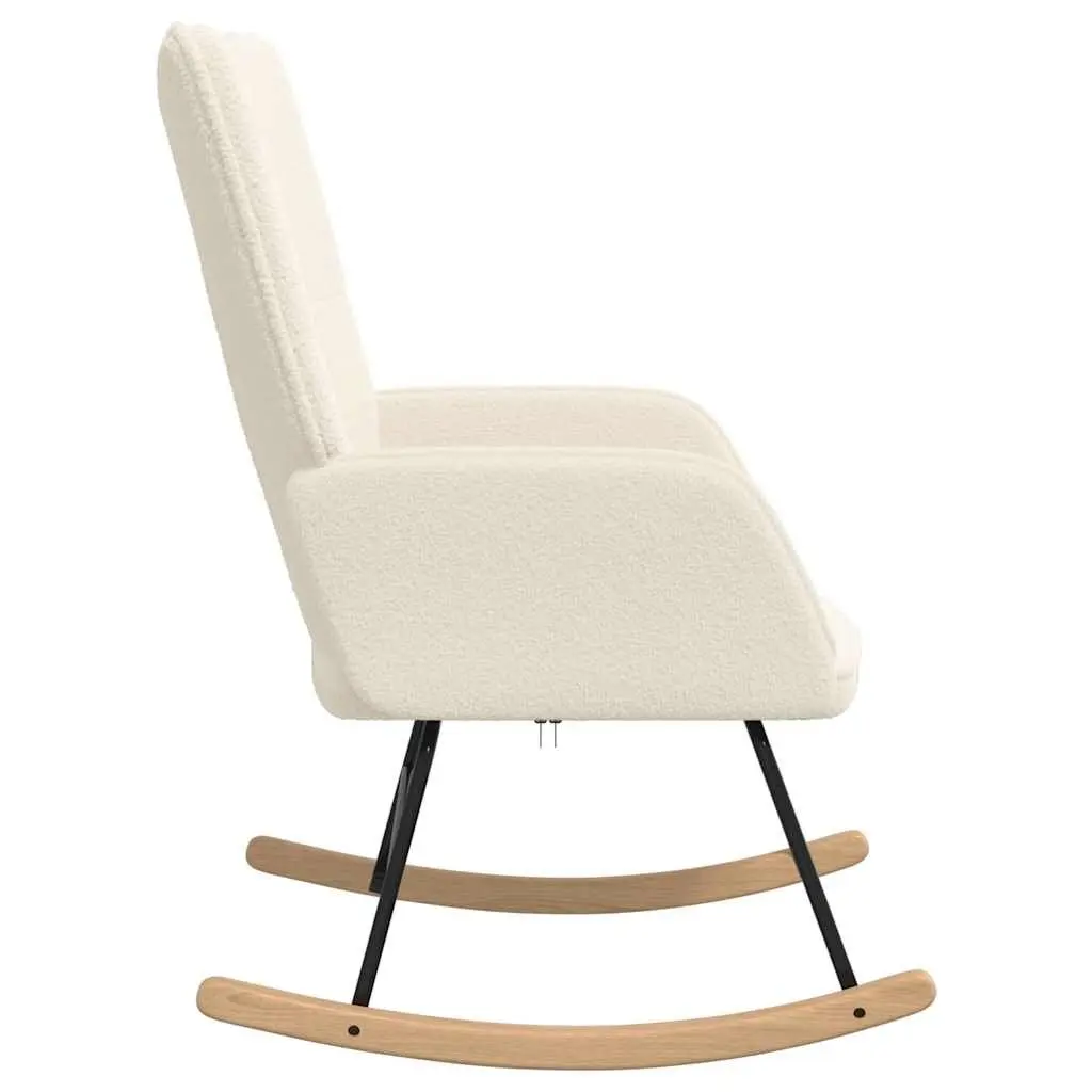Rocking Chair Smooth Motion Cushioned Seating Cream Sherpa Fabric Modern Armchair