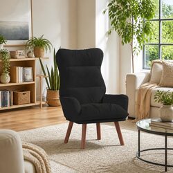 Armchair Black Velvet Modern Relaxing Chair Padded Armrests Living Room