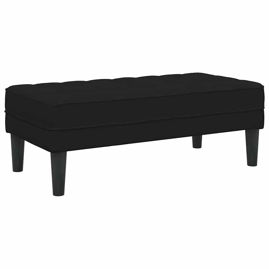 Black Velvet Bench with Cushion Ottoman Seating Plywood Legs Modern Furniture