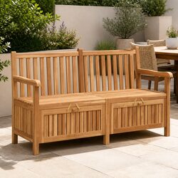 Garden Bench with Storage 150x60x90cm Outdoor Seating Teak Wood Brown