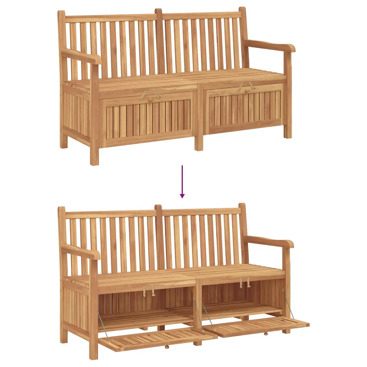 Garden Bench with Storage Solid Teak Wood 150x60x90cm Brown