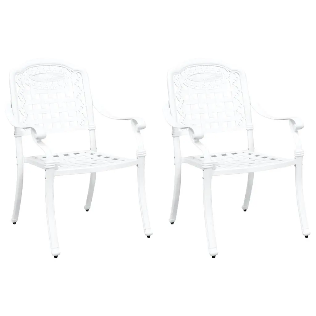 Outdoor Garden Chair 2 Pieces White 55 x 56.5 x 91cm Vintage Style Seating