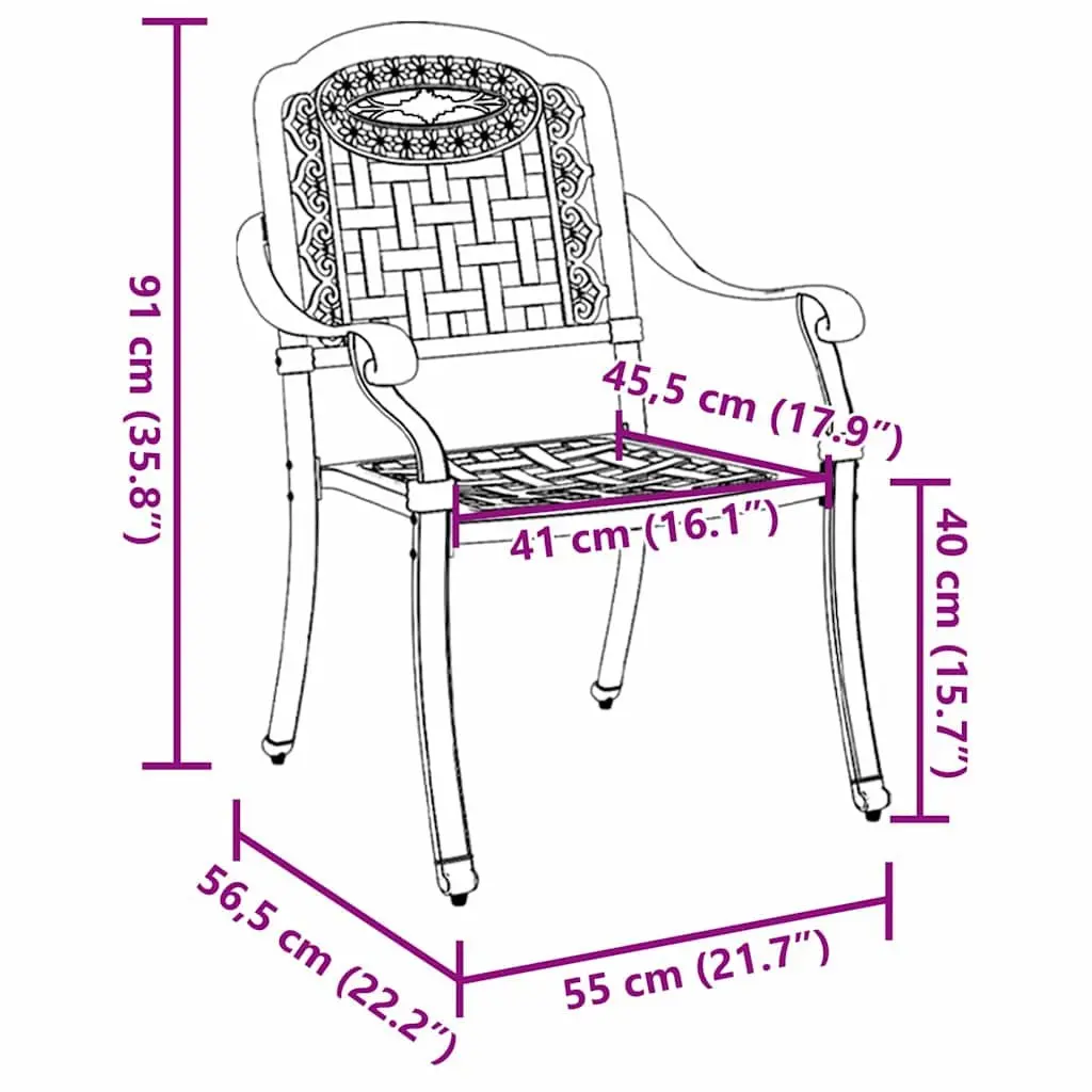 Outdoor Garden Chair 2 Pieces White 55 x 56.5 x 91cm Vintage Style Seating