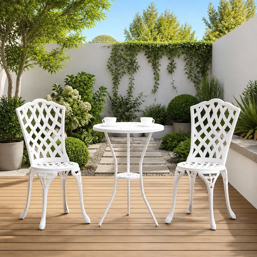 Outdoor Garden Chair Aluminium Frame 39 x 40 x 87cm White 2 pcs