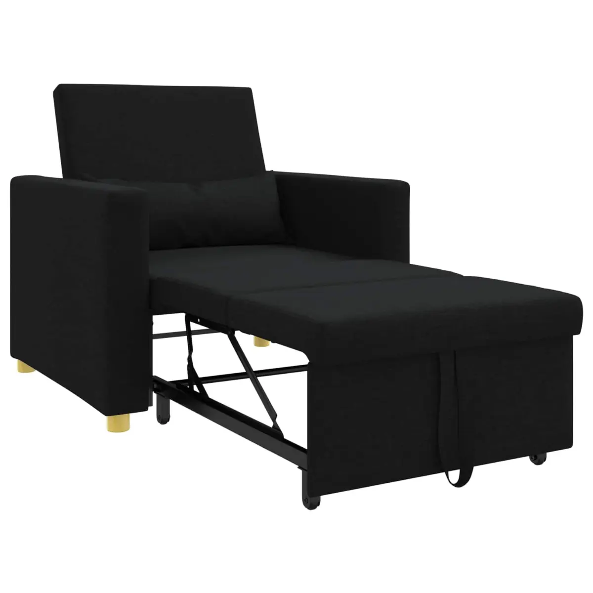 Single Sofa Bed 3-in-1 Convertible Armchair Recliner Black