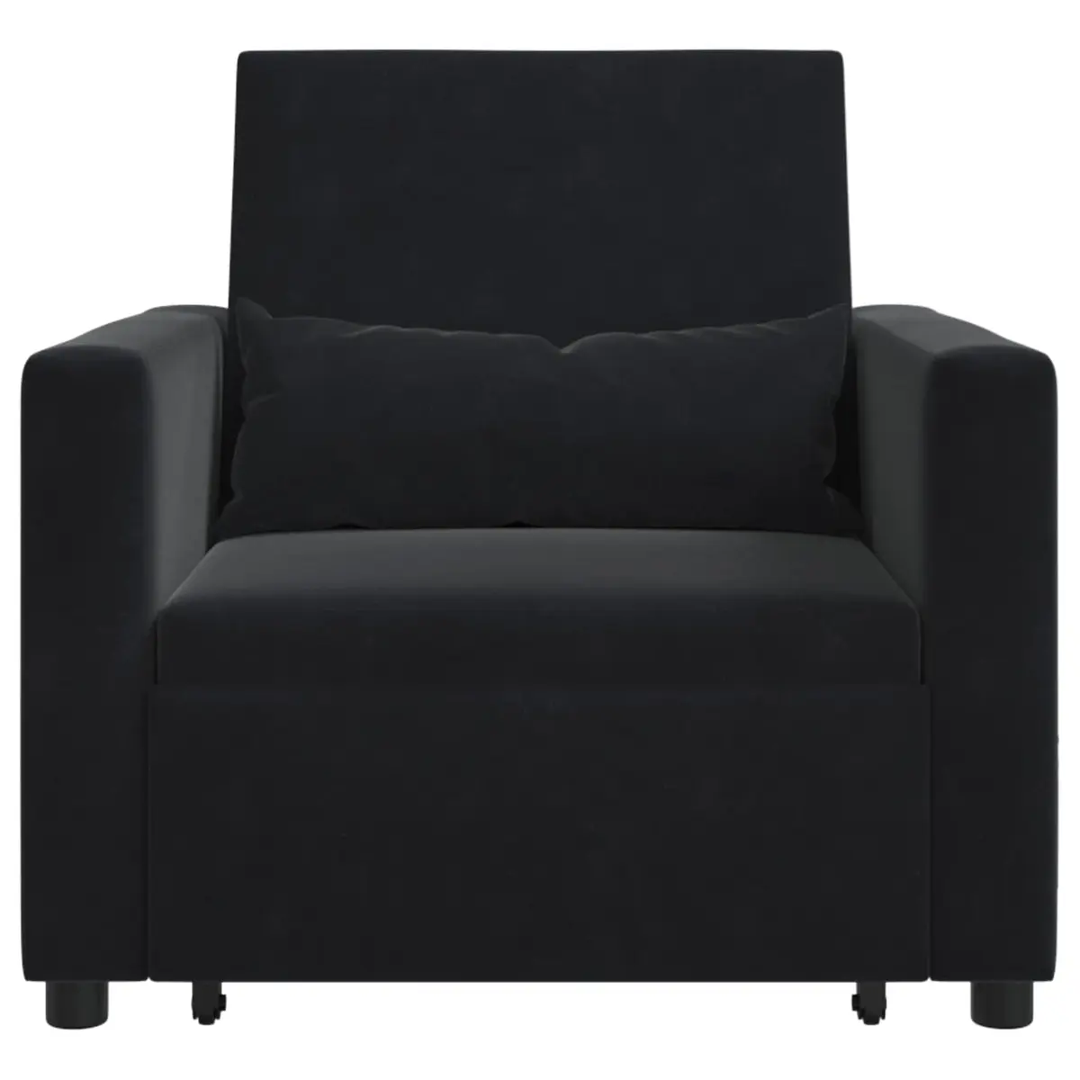 Single Pull Out Sofa Bed Convertible Chair Recliner Adjustable Backrest Black Velvet