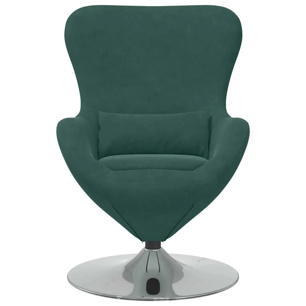 Egg Chair Swivel Lounge Armchair Modern Velvet Upholstered Dark Green