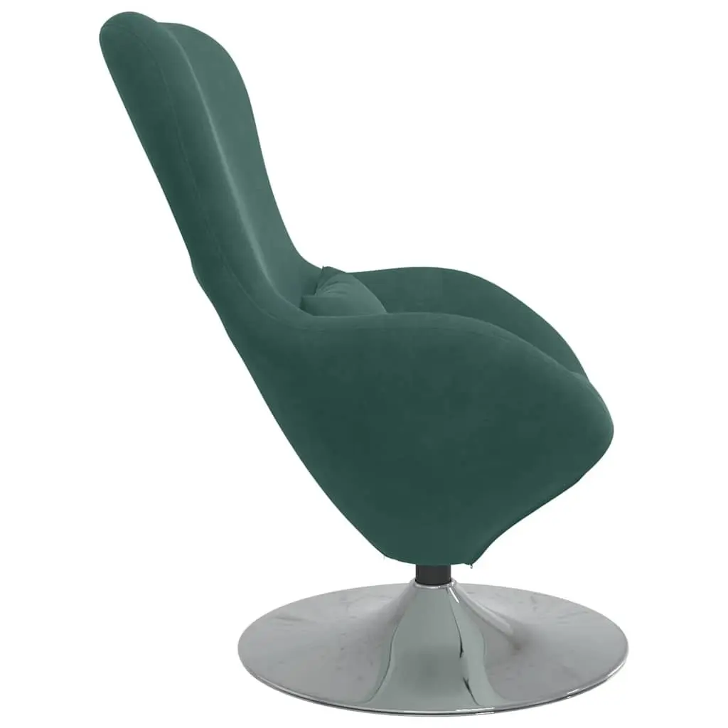 Egg Chair Swivel Lounge Armchair Modern Velvet Upholstered Dark Green