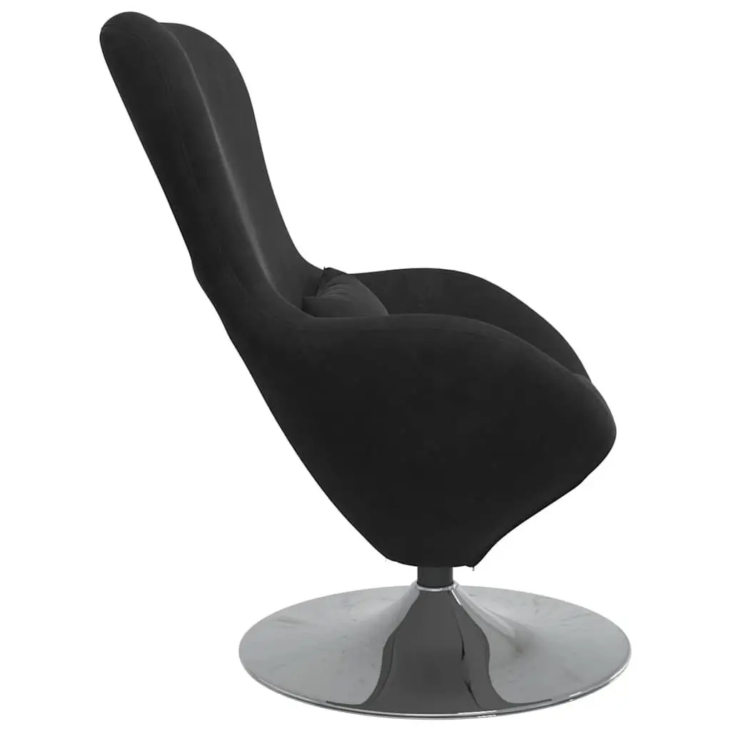 Egg Chair 360 Degree Swivel Base Black Velvet Lounge Armchair Modern