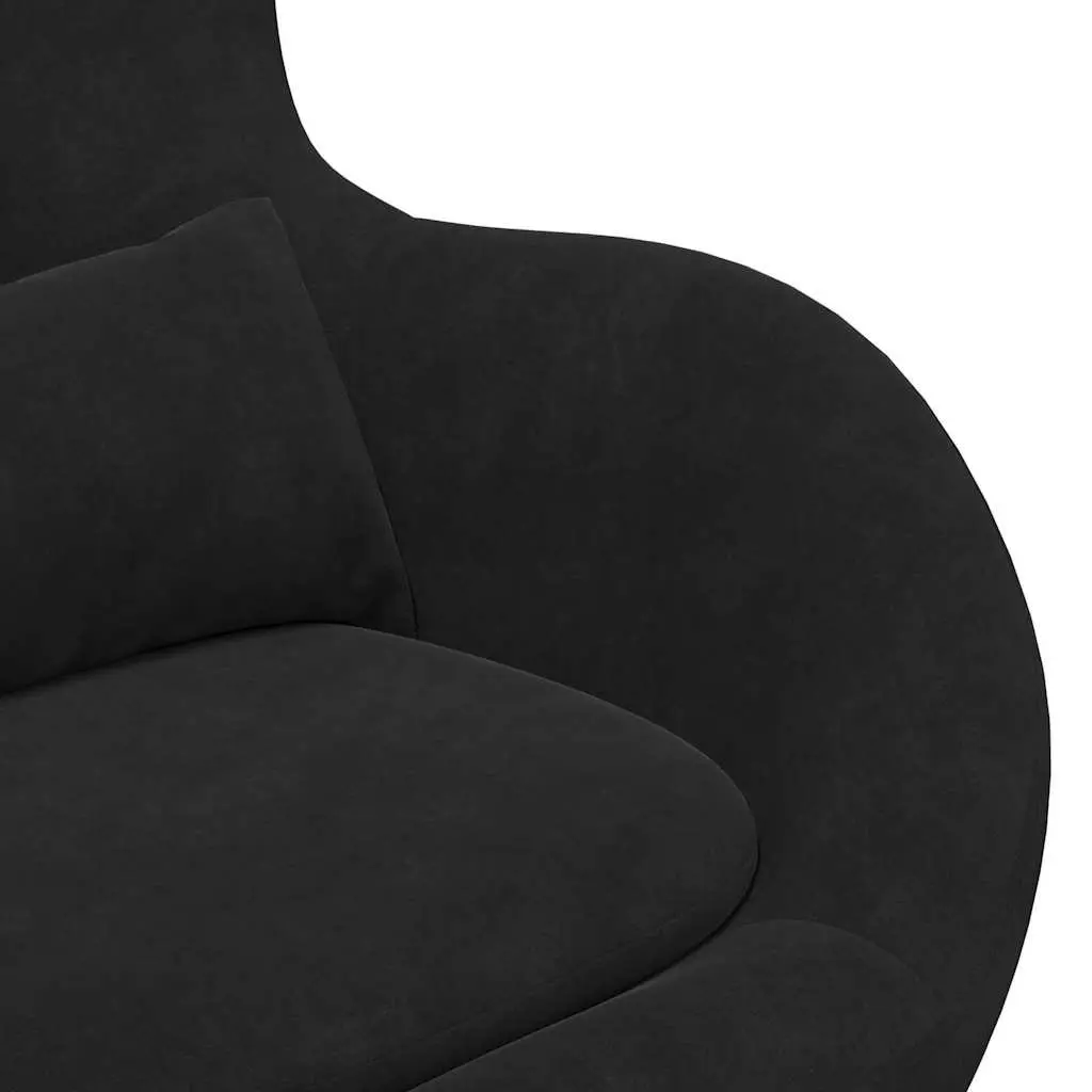 Egg Chair 360 Degree Swivel Base Black Velvet Lounge Armchair Modern