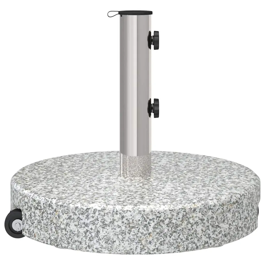 Parasol Base Grey Granite Outdoor Umbrella Stand Weighted with Wheels 45cm Diameter 37.5cm Height