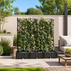 Garden Planter Pot 3 Piece Set Black Outdoor Terrace Patio Large Spacious Modern
