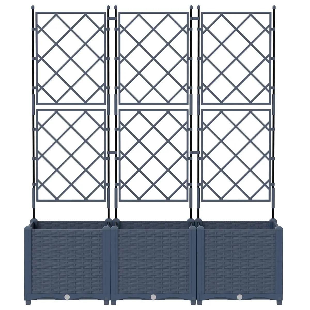 Garden Planter Large Grey 3 Piece Set Durable Polypropylene Outdoor Indoor Pots