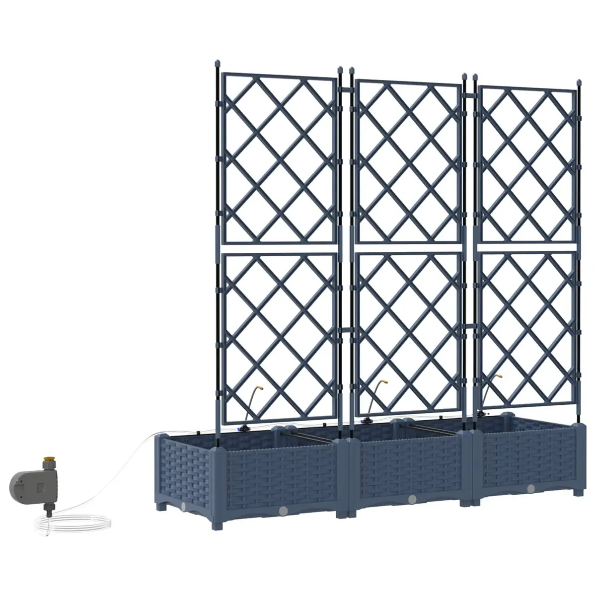 Garden Planter Set Large Modern Grey Polypropylene 3 Piece