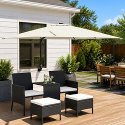 Garden Parasol Outdoor Umbrella 248.5 x 247.5 x 160 cm Patio Sunshade Brown