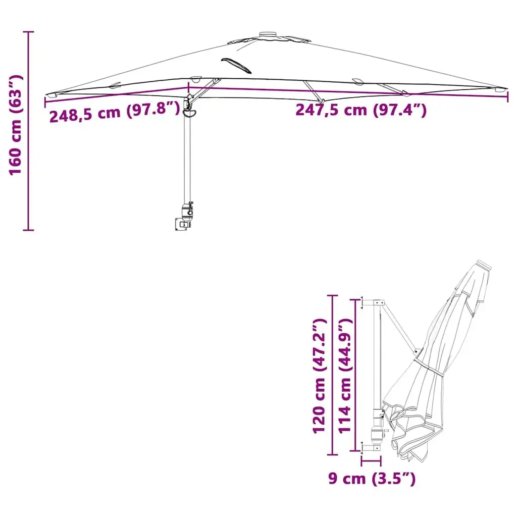 Garden Parasol Tilt Crank 248.5cm Anthracite Outdoor Umbrella