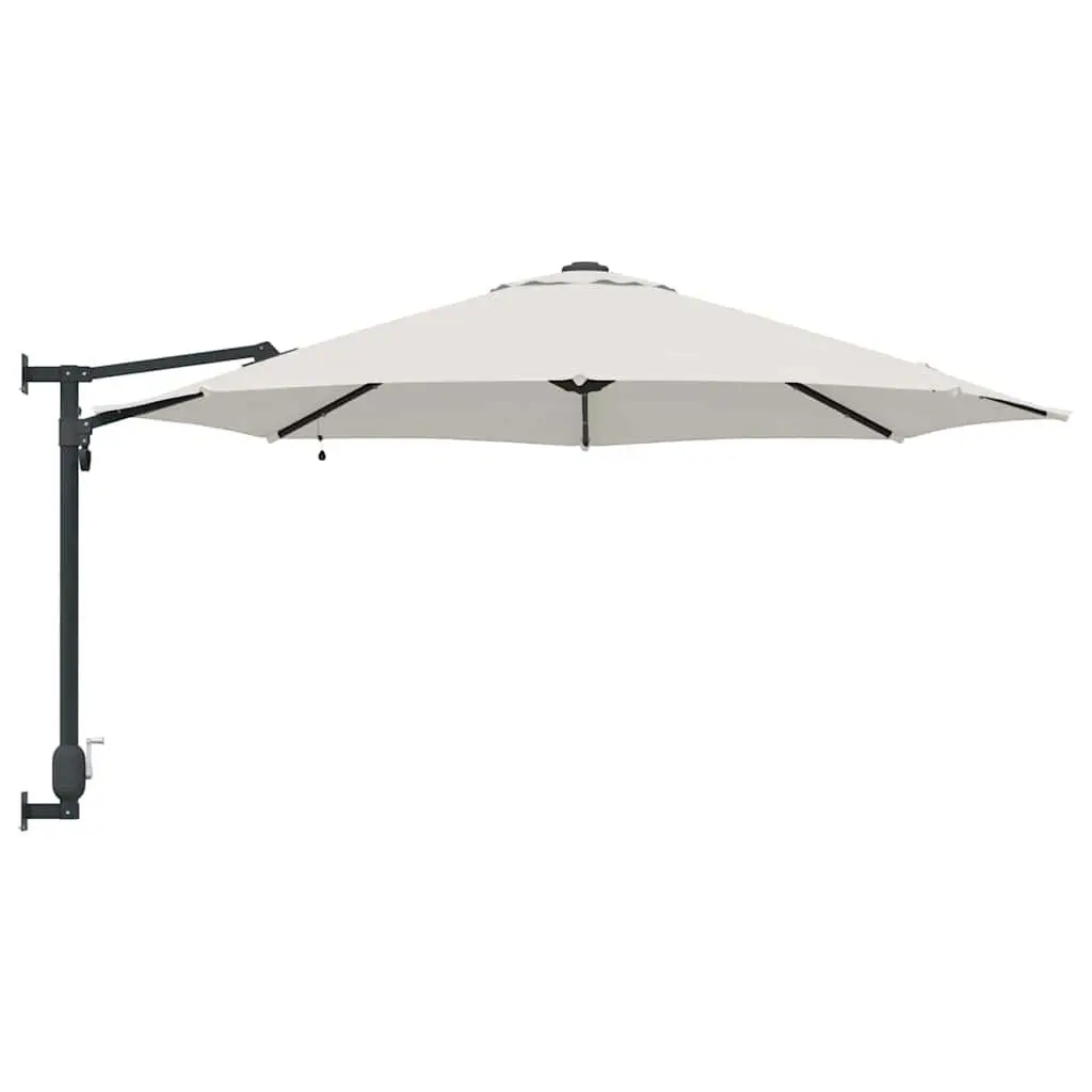 Garden Parasol Adjustable Tilt Canopy 248cm Brown Polyester Steel Frame Solar LED