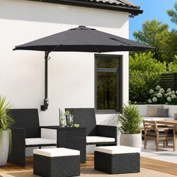Garden Parasol Manual Outdoor Umbrella Anthracite Square Canopy with LED Lights