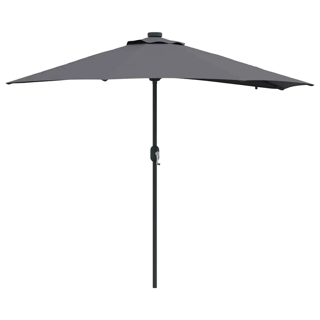 Garden Parasol Anthracite Large Canopy UV Resistant Steel Frame with Solar LED Lights