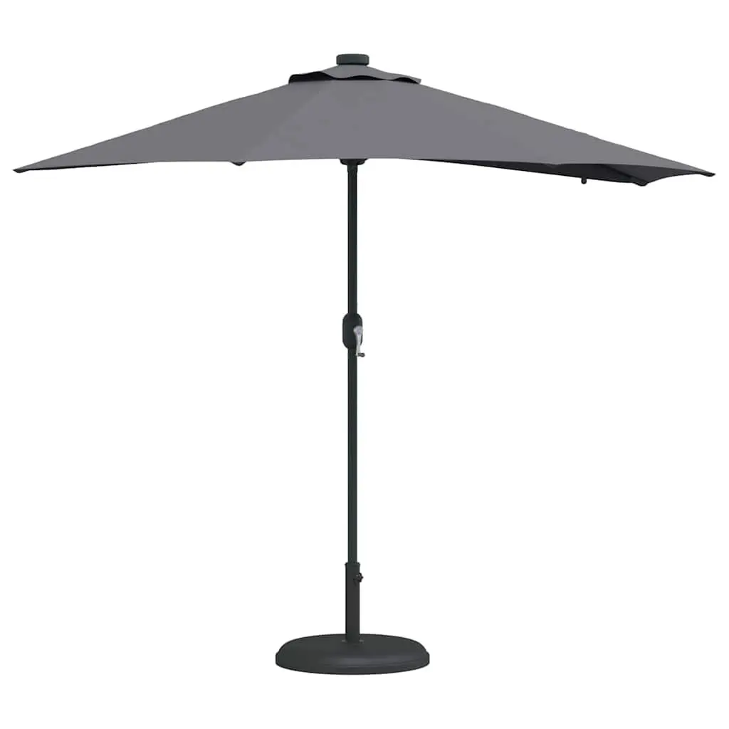 Garden Parasol Anthracite Large Canopy UV Resistant Steel Frame with Solar LED Lights