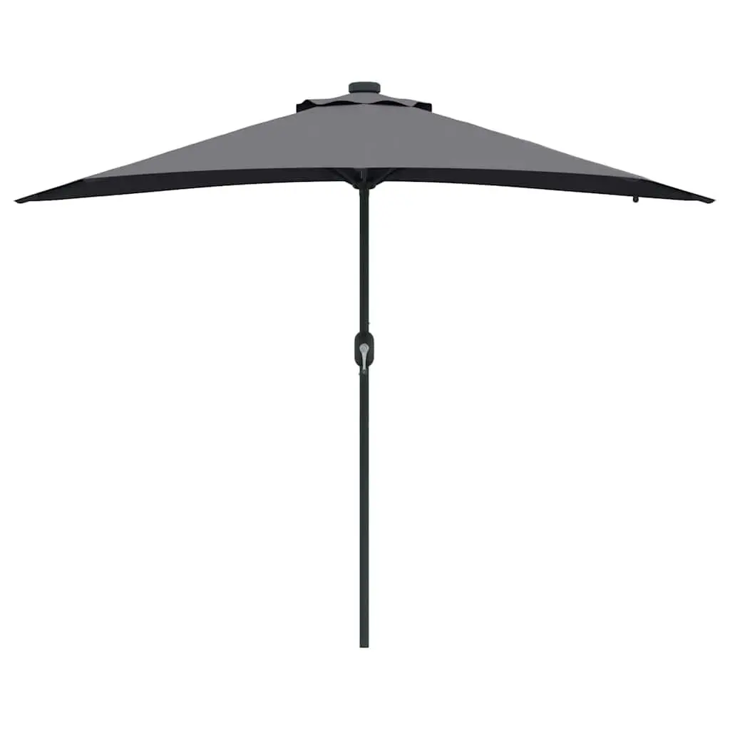 Garden Parasol Anthracite Large Canopy UV Resistant Steel Frame with Solar LED Lights