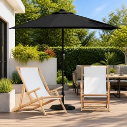 Garden Parasol Outdoor Umbrella Sunshade with Solar LED Lights Hand Crank