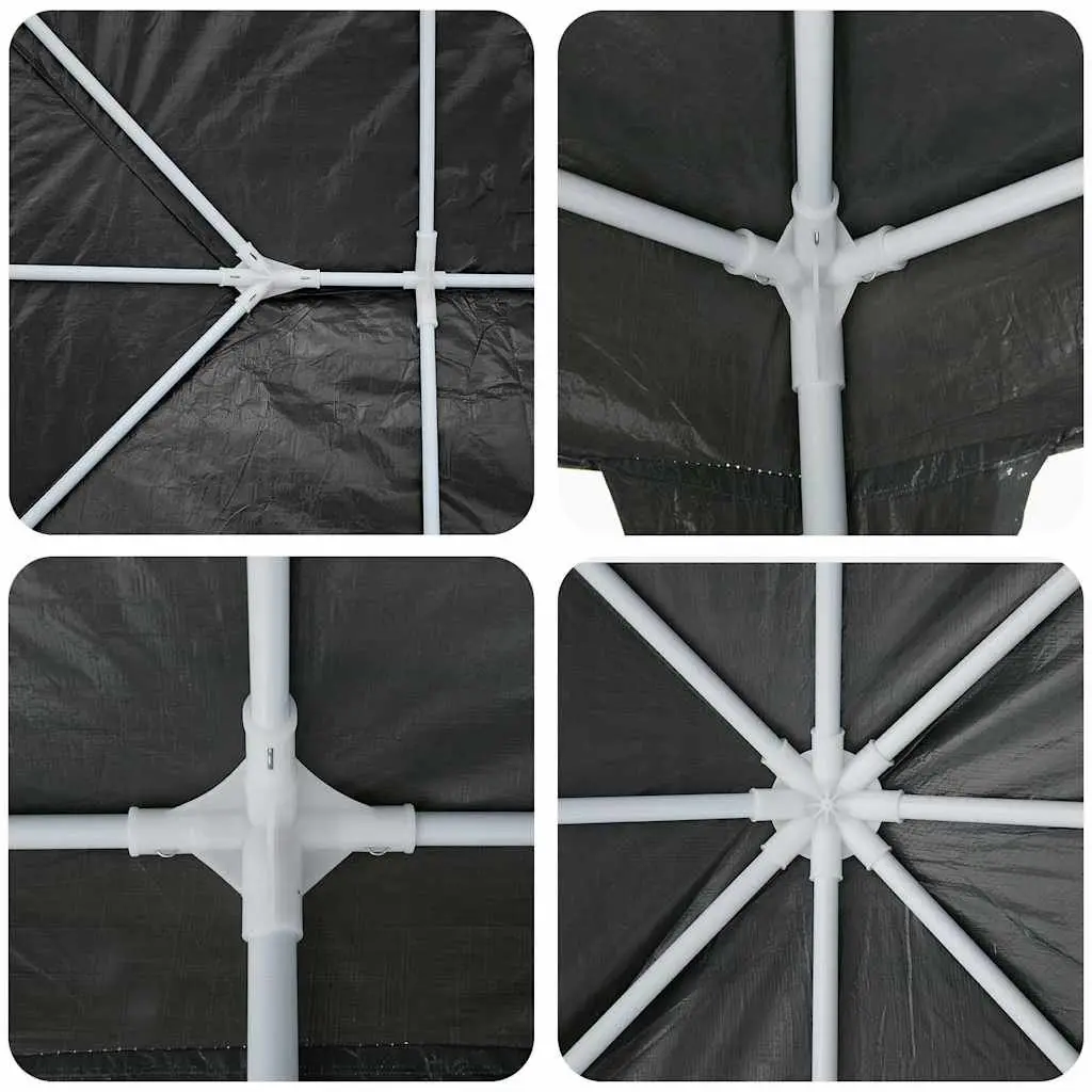 Party Tent Anthracite Rectangular Outdoor Garden Gazebo 400 x 400 x 266 cm Polyethylene Cover Steel Frame