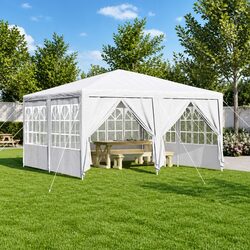 Party Tent White 400x400x266cm Outdoor Canopy Gazebo Polyethylene Sidewalls