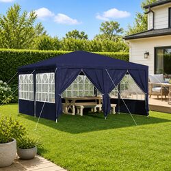 Party Tent 400x400x266cm Blue Outdoor Canopy Gazebo with Removable Sidewalls