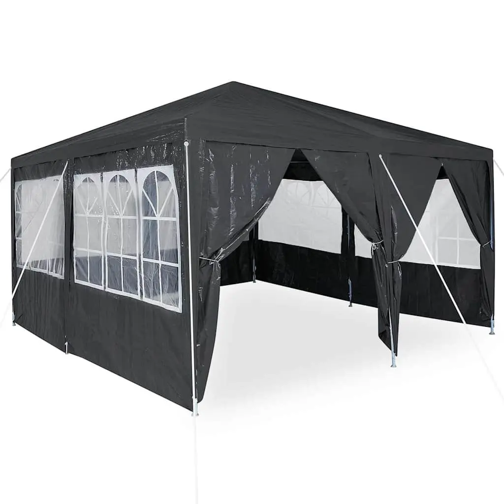 Party Tent Portable Outdoor Canopy 400x400x266cm Anthracite Polyethylene Fabric Steel Frame
