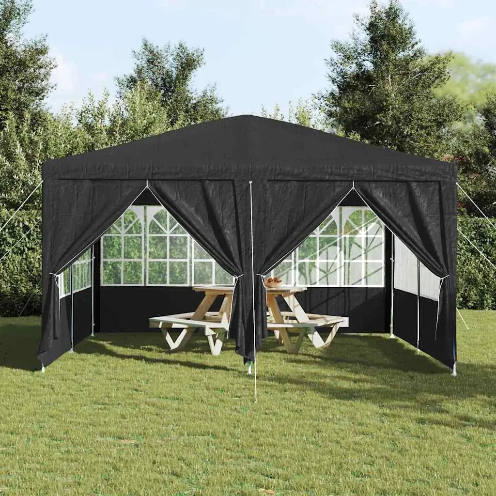 Party Tent Portable Outdoor Canopy 400x400x266cm Anthracite Polyethylene Fabric Steel Frame