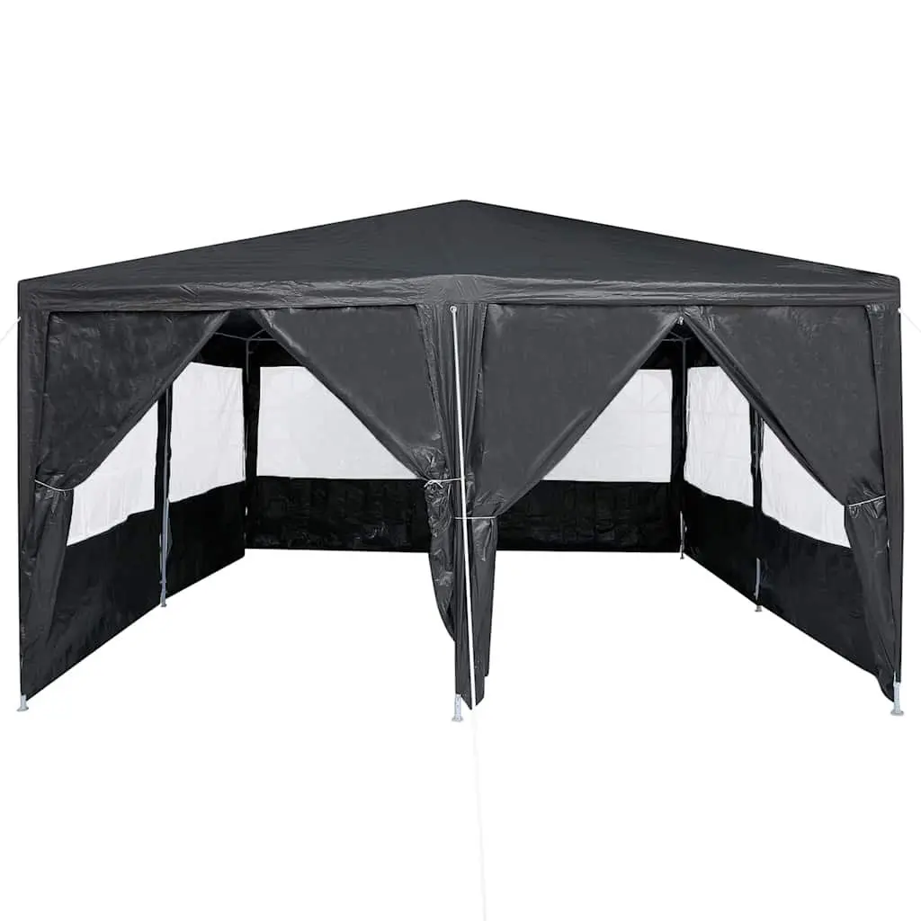 Party Tent Portable Outdoor Canopy 400x400x266cm Anthracite Polyethylene Fabric Steel Frame