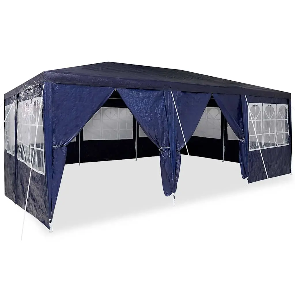 Party Tent Blue Outdoor Canopy Gazebo 600 x 400 x 266 cm with Removable Sidewalls