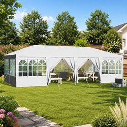 Party Tent White 800 x 400 x 266 cm Outdoor Gazebo Canopy with Sidewalls