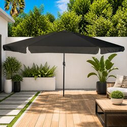 Garden Parasol Black 394x394x248cm Outdoor Sunshade Patio Umbrella Hand Crank