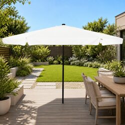 Garden Parasol Outdoor Umbrella Sun Shade Canopy LED Lighting Crank Handle Patio