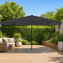Garden Parasol 395x395x245cm Outdoor Umbrella Sunshade LED Lighting Anthracite