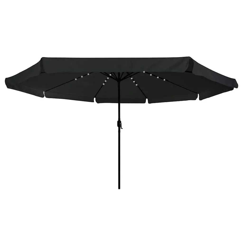 Garden Parasol Outdoor Umbrella 395cm Square Canopy Black Polyester with LED Lighting Crank Handle