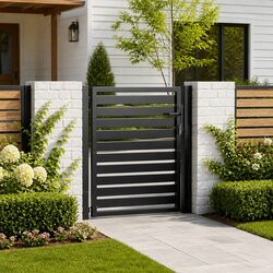 Garden Gate Black Lockable Aluminium Fence Entry Gate 100x100cm Outdoor Patio