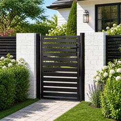 Garden Gate Lockable Black 100x120cm Aluminium Entry Fence Patio Barrier