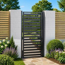 Garden Gate Lockable Black 100x180cm Aluminium Entry Fence Patio Barrier