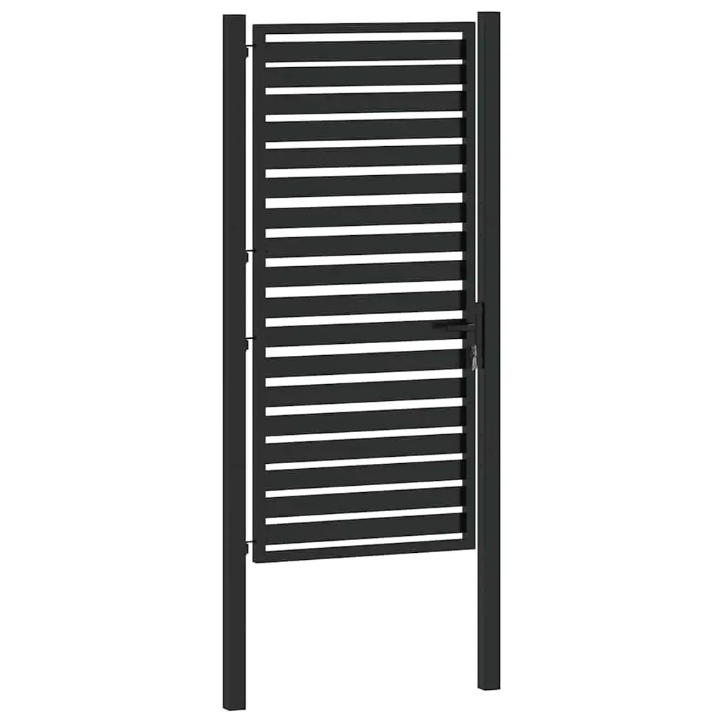 Garden Gate Lockable Aluminium 100x180cm Black Weather Resistant Security Fence